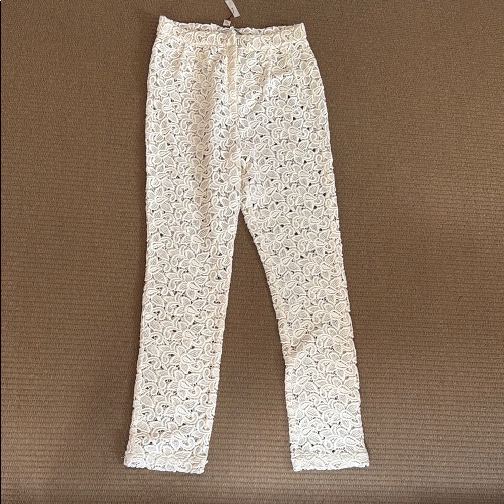 Rodarte Cream Lace Straight Leg Pants